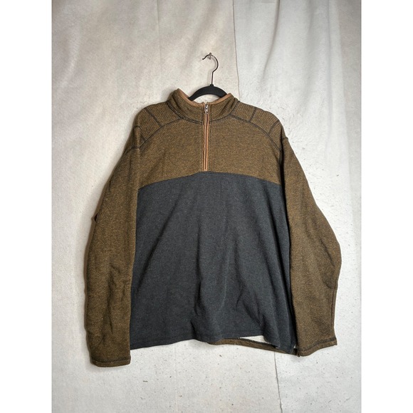 Dakota Grizzly Other - Dakota Grizzly Mens XL Quarter Zip Pullover Brown Charcoal Colorblock Sweater